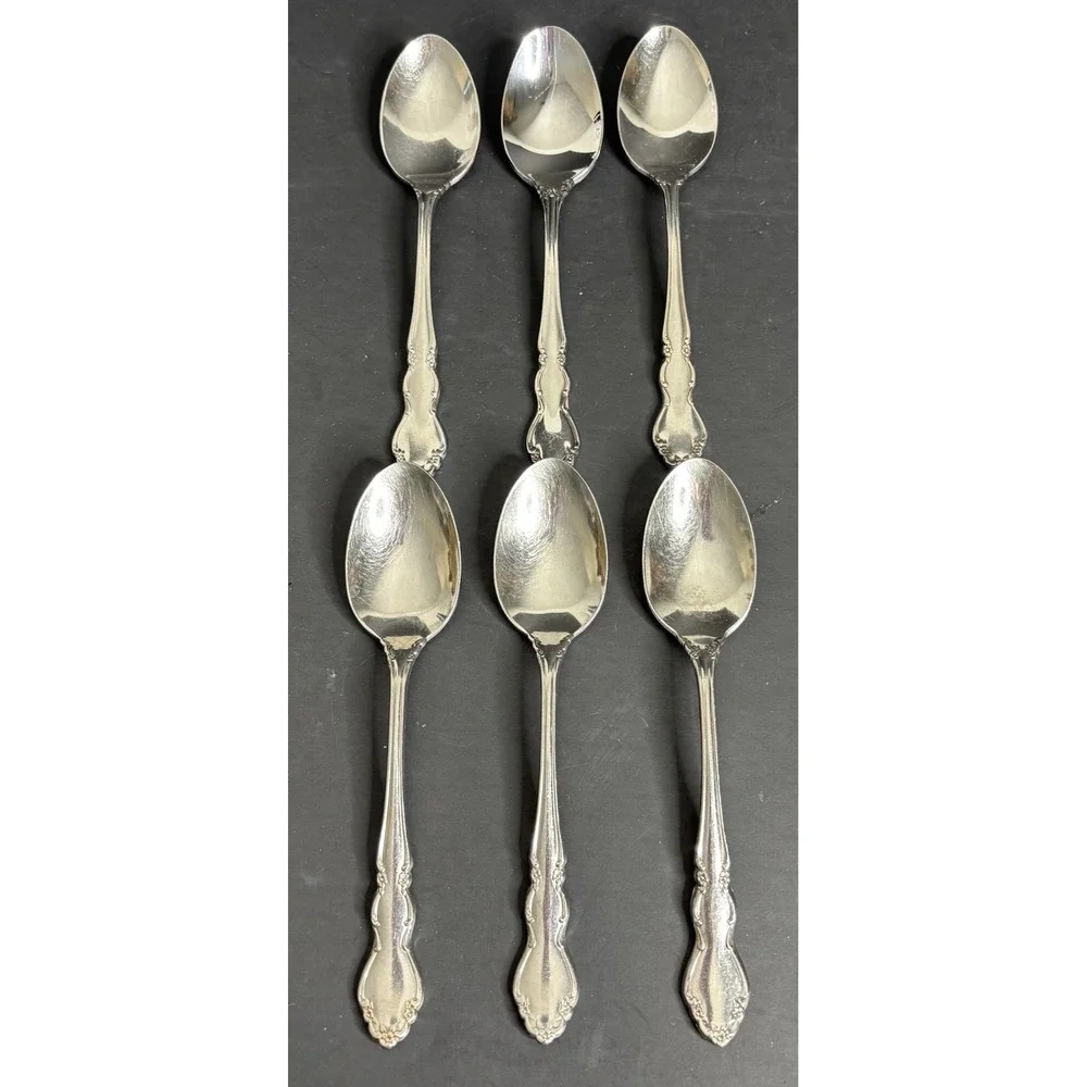 6 Oneida Dover Teaspoons Cube Stainless Glossy 6
